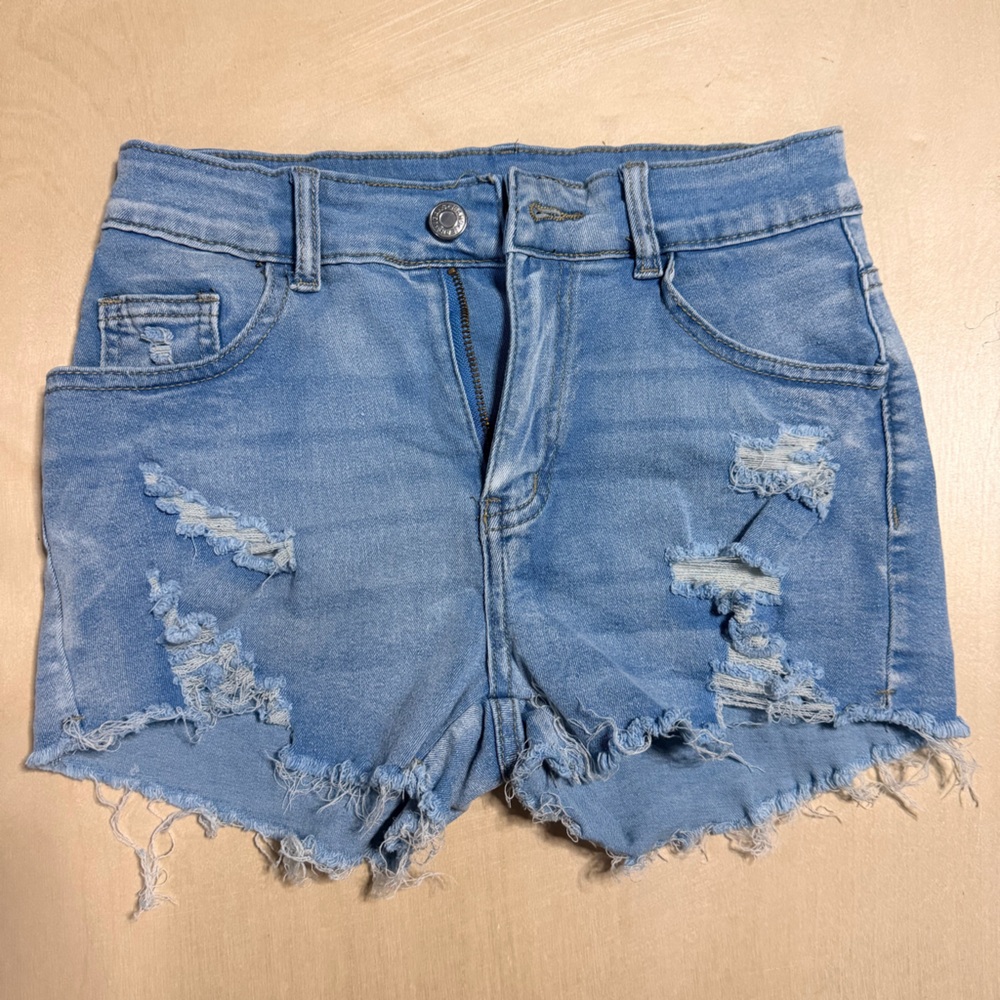 Distressed Light Blue Women's Denim Shorts